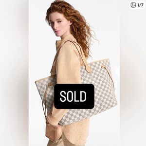 Louis Vuitton GM Gray and Tan Checkered Tote